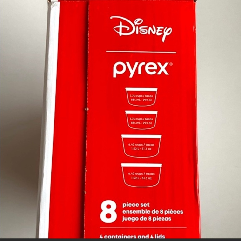 NIB Pyrex Disney Christmas Mickey & Minnie Mouse Decorated Glass Containers Lids - Picture 4 of 7